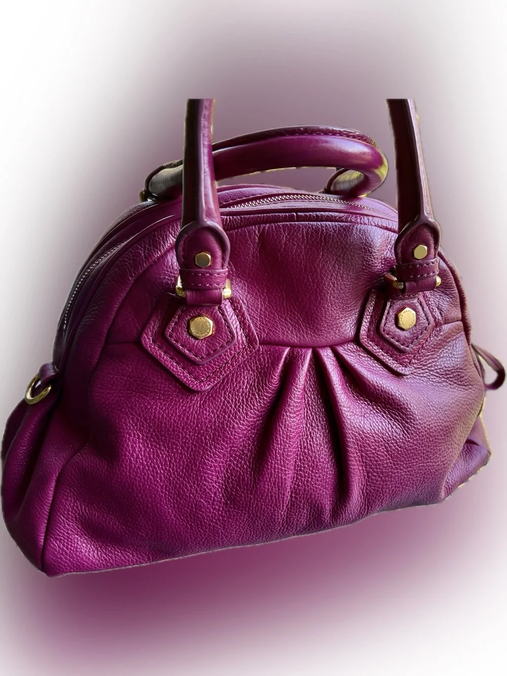 Marc by Marc Jacobs Plum Leather Dome Satchel with Gold Hardware